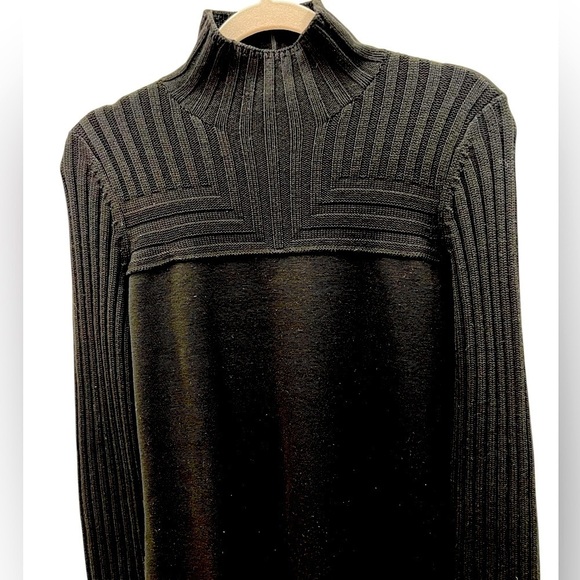 Akris Punto Wool Rib Knit Mock Neck Midi Dress Black Size 8 - Picture 4 of 12